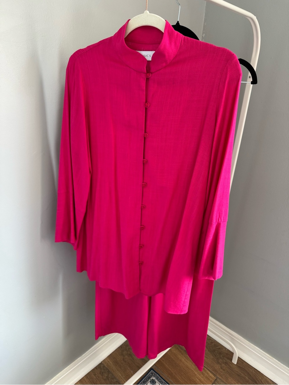 Bright Fuchsia Button-Front Two-Piece Set - Picture 5 of 5